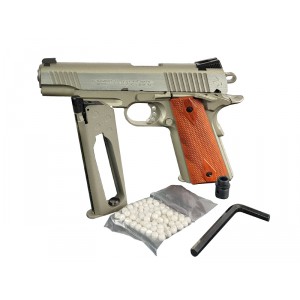 Страйкбольный пистолет COLT 1911 Rail Gun® CO2 Stainless 6 mm GBB арт.: 180530 [CYBERGUN]